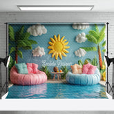 Lofaris Summer Pool Inflatable Sofa Sunny Photo Backdrop